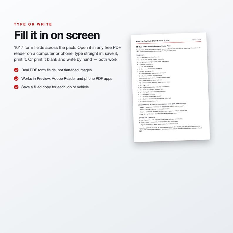 UK Car Detailing Business Forms Pack: 34-Page Fillable PDF (A4/US Letter) image 4