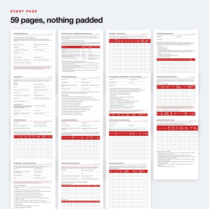 Fillable Fleet Vehicle Maintenance Log, Van & Light Commercial Record Book (59 Pages) Bild 7