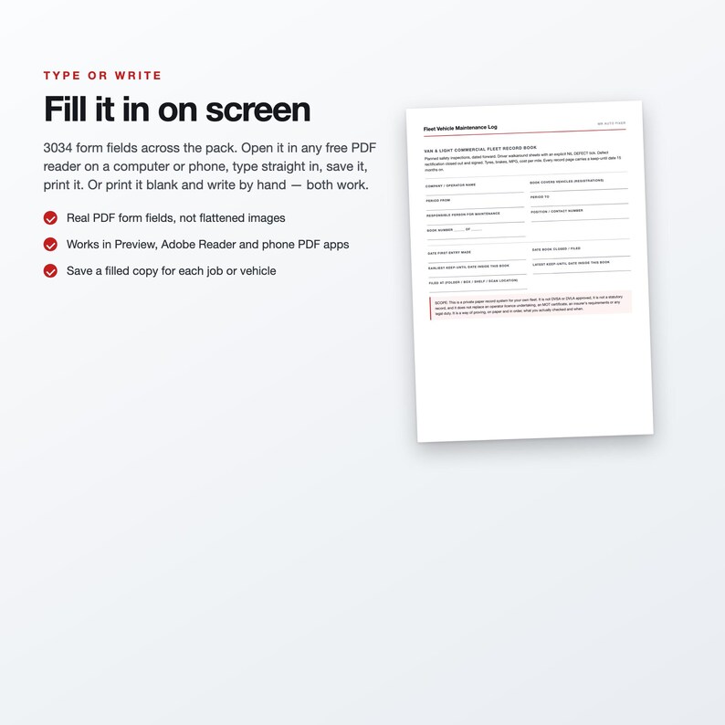 Fillable Fleet Vehicle Maintenance Log, Van & Light Commercial Record Book (59 Pages) Bild 4
