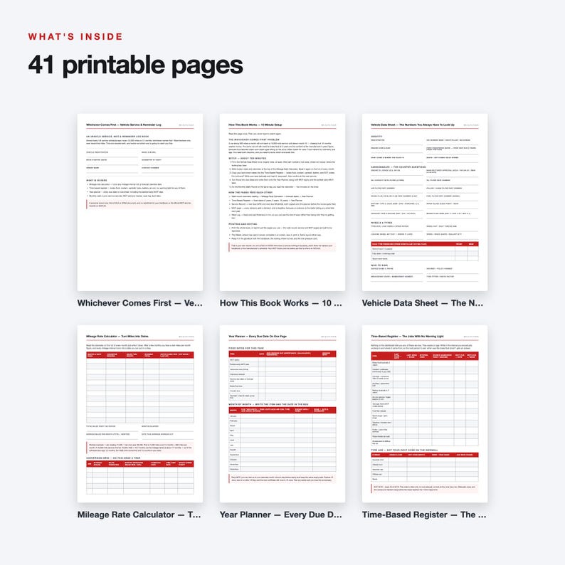 UK Vehicle Service Reminder Log, Fillable PDF Tracker (41 Pages) afbeelding 2