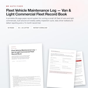 Fillable Fleet Vehicle Maintenance Log, Van & Light Commercial Record Book (59 Pages) Bild 1