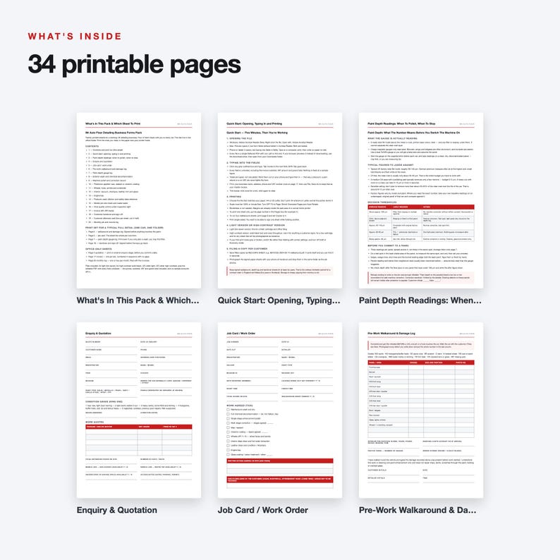 UK Car Detailing Business Forms Pack: 34-Page Fillable PDF (A4/US Letter) image 2