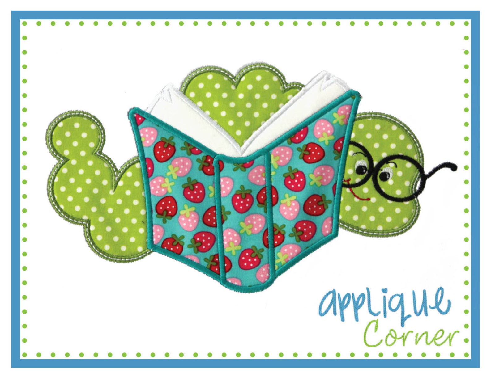 INSTANT DOWNLOAD Bookworm Behind Book applique design in | Etsy