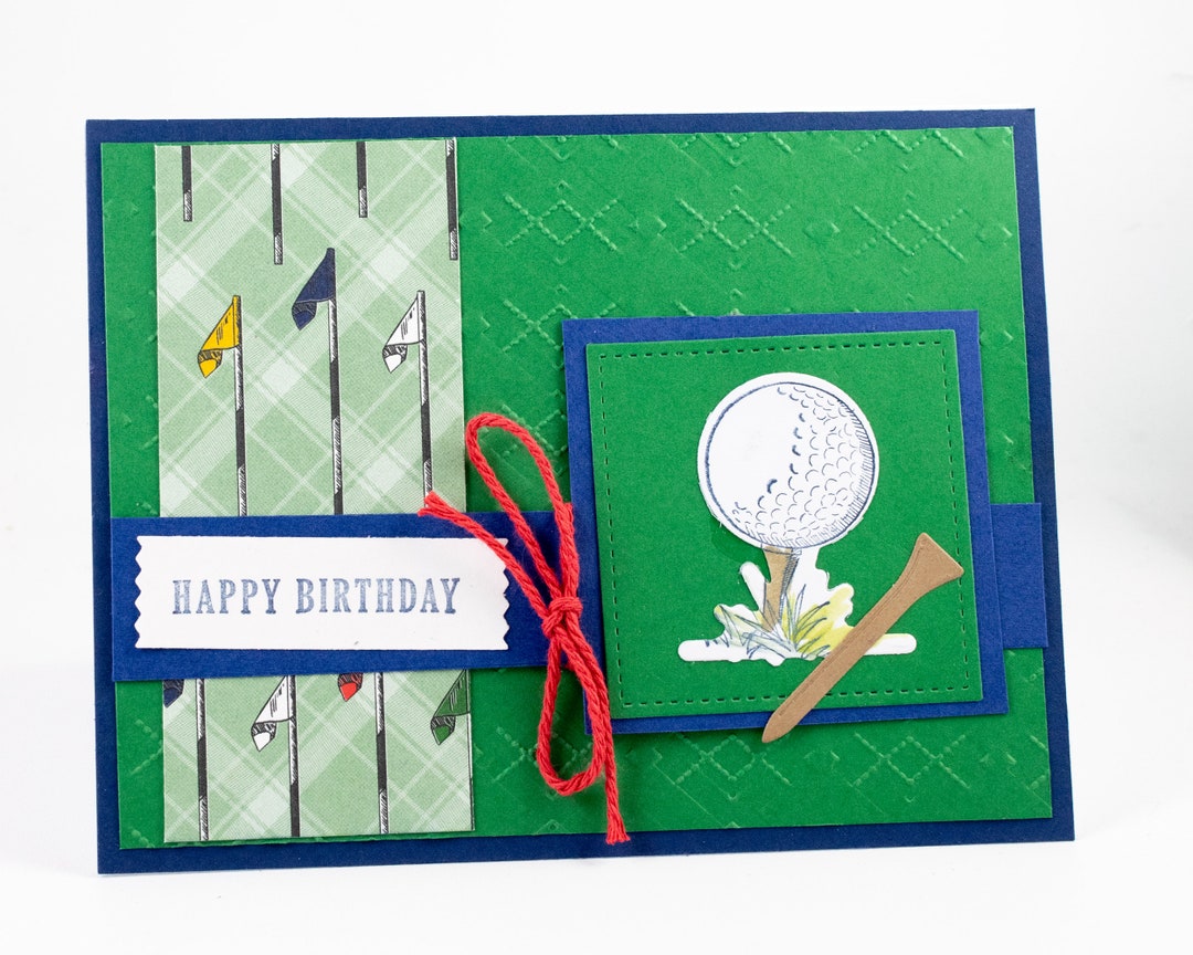 Golfer Birthday Card Golf Tee Time Green Fairway Flags Etsy