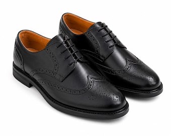 Schottische Ghillie Brogues für Herren, Kiltschuhe, Größe Schwarz, PU-Leder