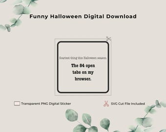 Naklejki na Halloween z ADHD w formacie SVG, zabawny plik do pobrania z motywem neuroatypowym, mem z otwartymi kartami w formacie PNG, naklejka na laptopa z motywem upiornego sezonu, plik do wycinania z humorem