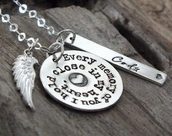 Loss of Husband Necklace • Sterling Silver • Angel Wing Charm • Personalized Name Tag • Grief Keepsake • Condolence Gift
