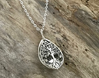 Tree of Life Retirement Necklace, Sterling Silver Memory Locket, Unique Retirement Gift with Personalized Phrase