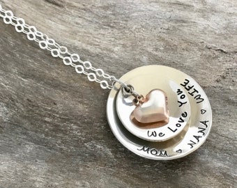 Rose Gold Grandma Heart Necklace, Adorable Sterling Silver Generations Jewelry, Tribute to a Wonderful Mom, Perfect Mother’s Day gift