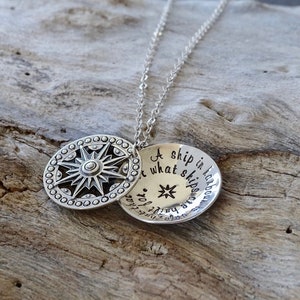 Sterling Silver Compass Pendant, Personalized Locket with Uplifting Quote, Perfect Gift for Navigating Life's Challenges