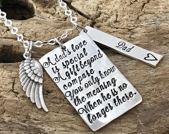 Customizable Dad Memorial Necklace, Sterling Silver Sympathy Pendant, Condolence Gift for Loss, Personalized Bereavement Keepsake