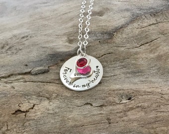 Remembrance Necklace • Sterling Silver • Forever in my Heart - Comforting Funeral Gift for her