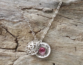 Birthstone Daughter Necklace - Customized 'Love' Sterling Silver Locket - Perfect Mother’s Day gift for Her