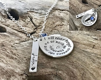 Memorial Necklace with Angel Wing and Birthstone • Sterling Silver • Sentimental Phrase