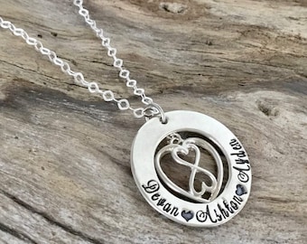 Personalized Infinity Heart Necklace, Sterling Silver Keepsake with Children's Names, Ideal for Mother's Day or Birthday Gift