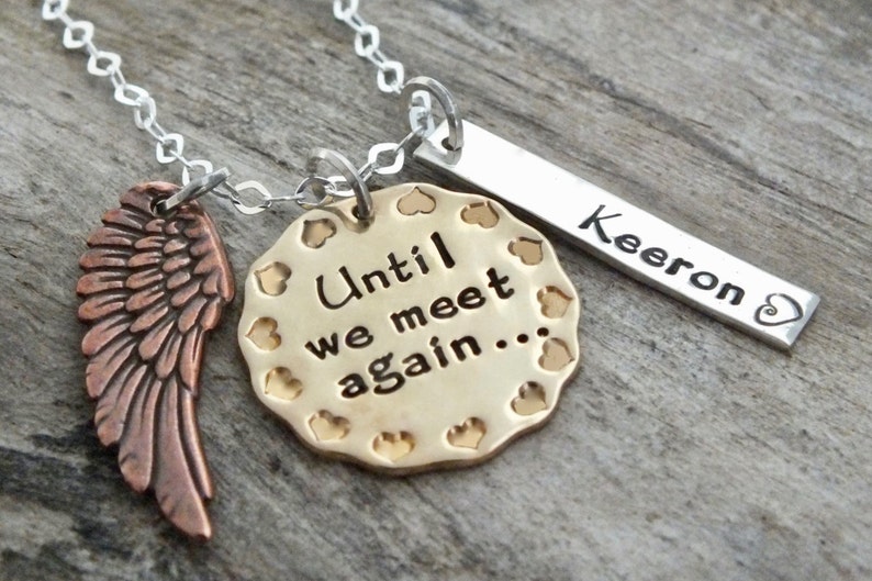 Remembrance Necklace for Loved Ones Until We Meet Again Mixed Metal Keepsake, Handcrafted Memorial Jewelry Personalized Sterling Silver image 2