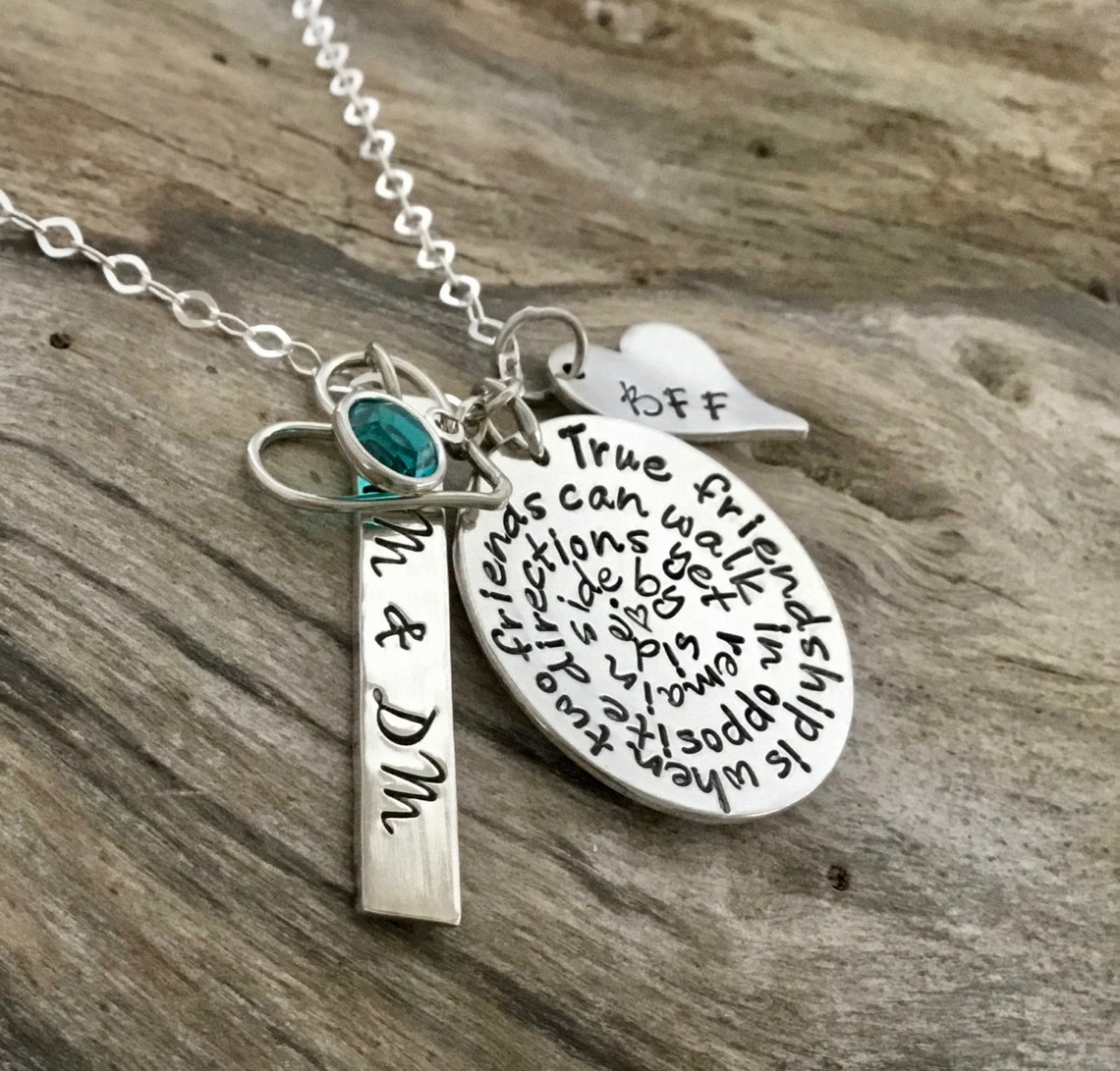 Friendship Necklace Long Distance Sterling Silver Etsy