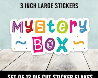 Mystery Box Stora klistermärken, 7,5 cm breda - Set med 12