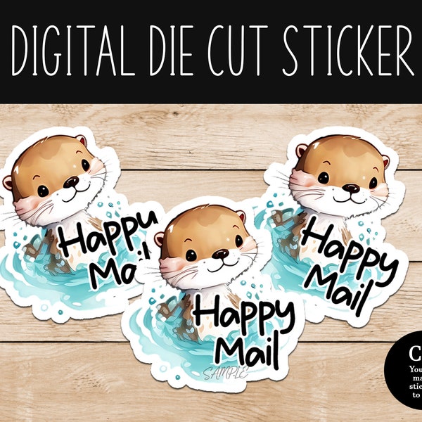 Otter Happy Mail Die Cut Digital Mail Sticker - PNG File - Commercial Use Ok - Create Die Cut Stickers To Sell