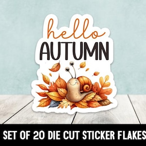 Hello Autumn Snail Die Cut Stickers Happy Mail - Set of 20