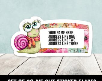 Cute Snail Set of 30 Die Cut Address Labels