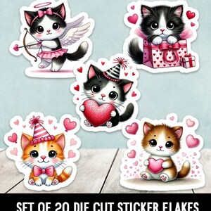 Valentine Kätzchen Mixed Set sterben geschnittene Aufkleber Happy Mail - Set von 20
