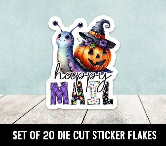 Halloween Happy Mail Snail Die Cut Stickers - Set of 20 - Gift for Her ...
