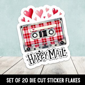 Fita mista Valentine Happy Mail Die Cut Stickers Happy Mail - Conjunto de 20