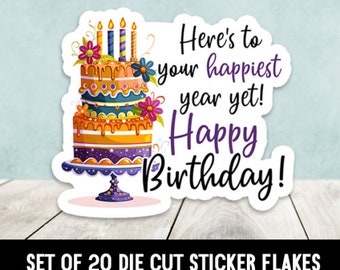 Happy Birthday Greeting Die Cut Stickers Happy Mail - Set of 20
