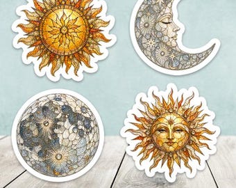 Celestial Sun & Moon Mixed Set Die Cut Stickers - Set of 20