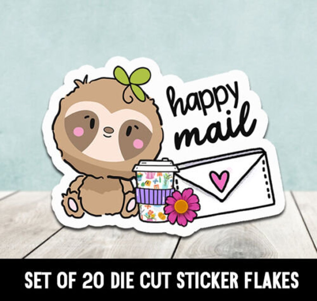 Sloth Happy Mail Die Cut Sticker Flakes - Set of 20 - Etsy