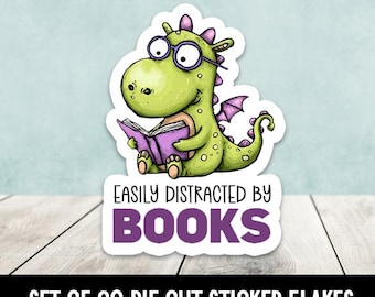 Easily Distracted By Books Drago Die Cut Stickers Happy Mail - Set of 20