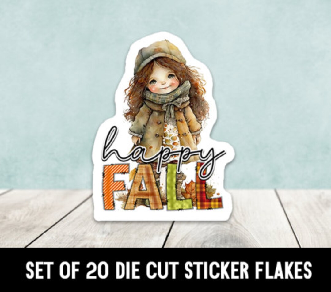 Happy Fall BOHO Girl Die Cut Stickers Happy Mail - Set of 20 - Etsy
