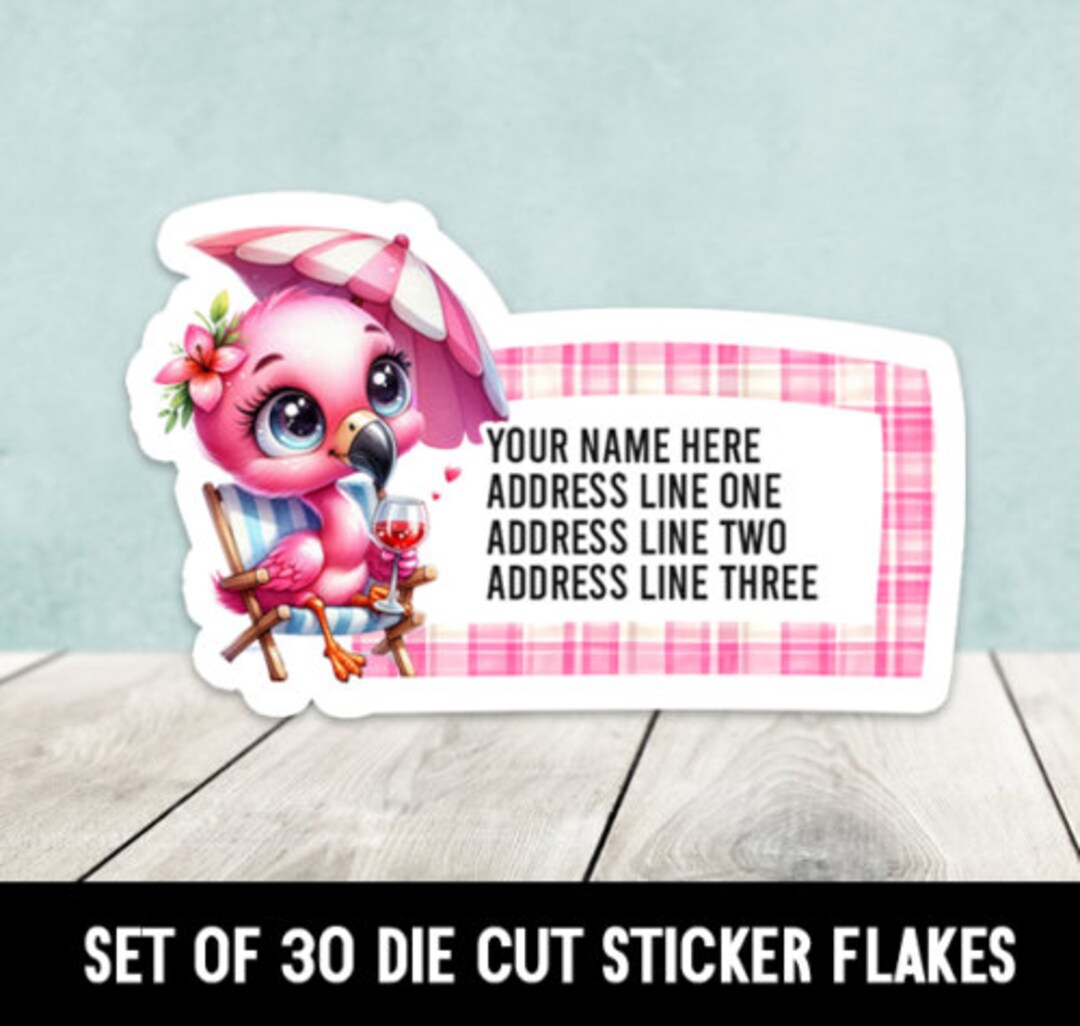 Custom Cute Flamingo at Beach Die Cut Return Address Labels - Etsy