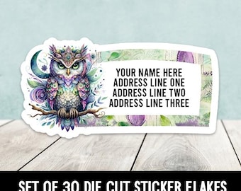 Mystic Owl Two Set of 30 Die Cut Address Labels