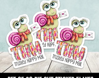 Custom THM Trusted Happy Mail Snail FB Group Name Stickers Die Cut Stickers - Set of 20