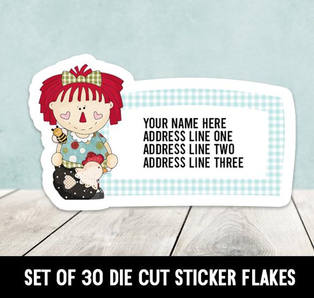 Chick Address Labels Rag Doll With Chicken Die Cut Return Address Labels - Etsy
