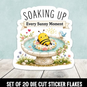 Schattige bij geniet van elk zonnig moment Zomer gestanste stickervlokken Set van 20 zomer