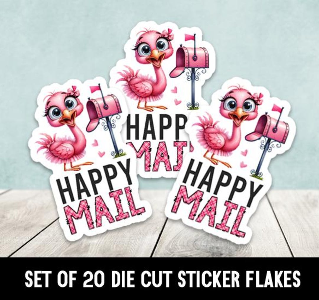 Flamingo at Mailbox Die Cut Stickers Happy Mail - Set of 20 - Etsy