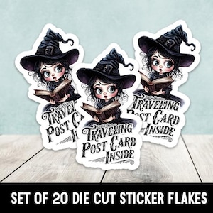 Reisen Postkarte innerhalb Witchy Die Cut Aufkleber - Set von 20