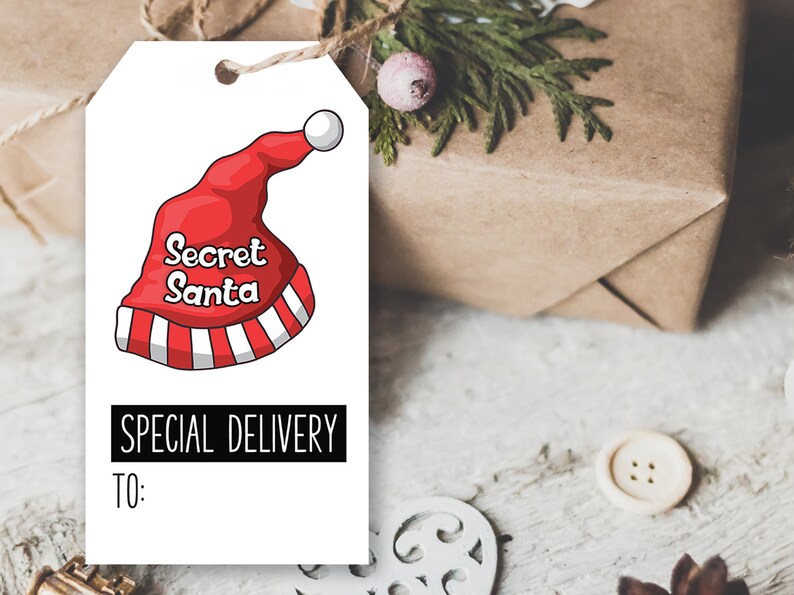 DIY Secret Santa Special Delivery Printable Gift Tags &amp; | Etsy