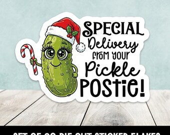 Special Delivery Pickle Postie Die Cut Sticker Happy Mail -Set of 20