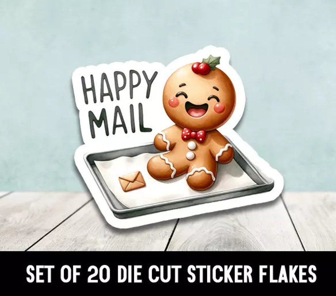 Cute Happy Mail Gingerbread Man Die Cut Stickers Happy Mail - Set of 20 ...