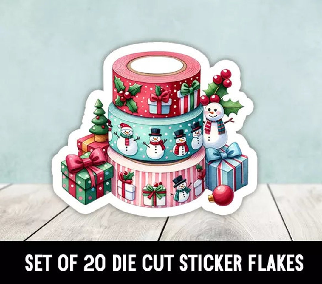 Christmas Washi Tape Die Cut Stickers Happy Mail - Set of 20 - Etsy
