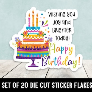 Happy Birthday Bunte Kuchen Die Cut Aufkleber Happy Mail - Set mit 20 Stück