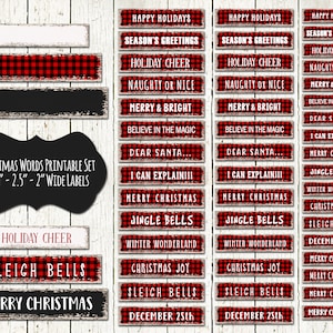 Weihnachten Sprüche, Mixed Media, Collage Sheet, Buffalo Plaid, Journaling Worte, JPG PDF PNG Kommerzielle Nutzung Printable Instant Download