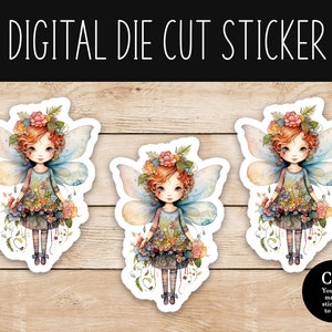 Adesivo digital adorável Fairy Style-1 - arquivo PNG - uso comercial ok - crie adesivos recortados e venda