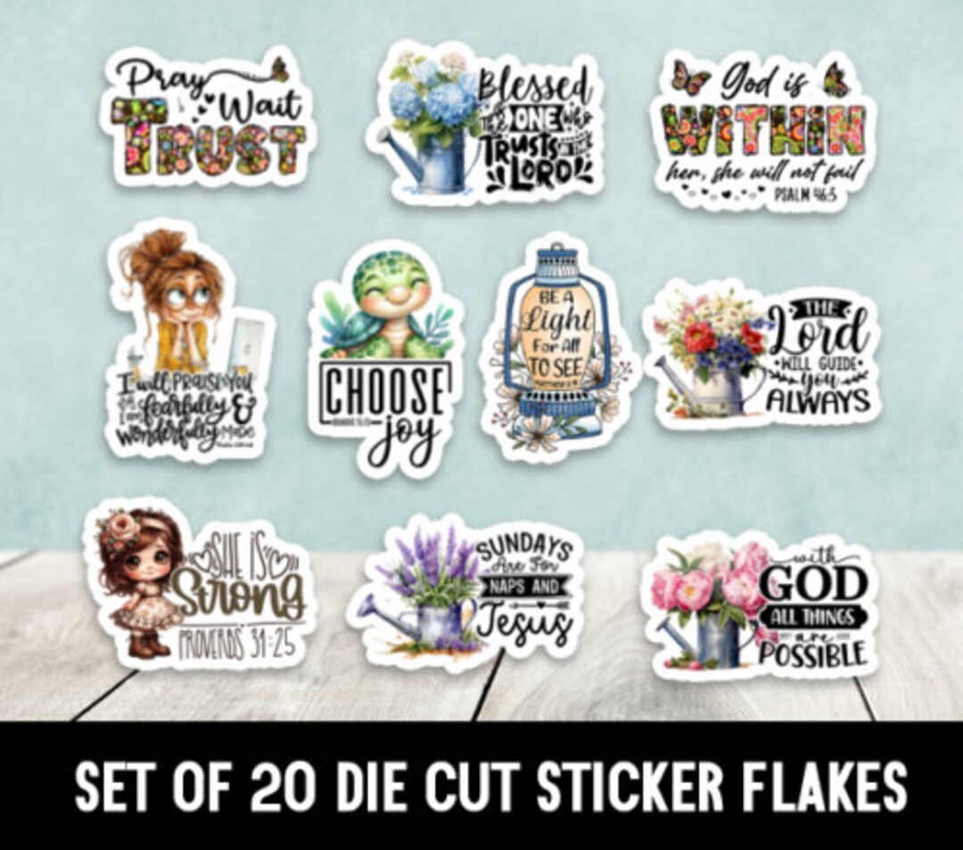 Mixed Set of Christian Stickers Die Cut Stickers Happy Mail - Set of 20 ...