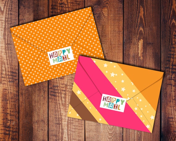 Printable Happy Mail Envelope Seal Stickers Commercial Use Print