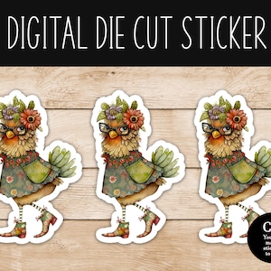 Wild and Wacky Lustiges Huhn v14 Digital Sticker - PNG Datei - Kommerzielle Nutzung Ok - Die Cut Sticker erstellen & verkaufen